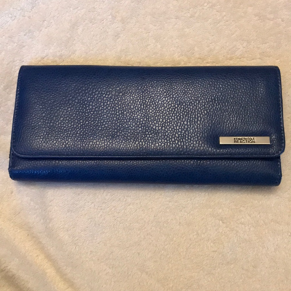 Kenneth Cole blue tri fold full length wallet